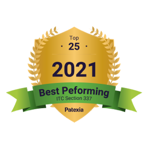 Patexia 2021 Top 25 Best Performing ITC Section 337 badge