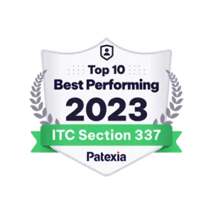Patexia Top 10 Best Performing 2023 ITC Section 337 badge