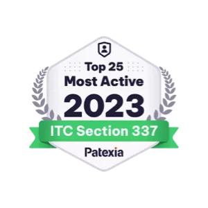 Patexia Top 25 Most Active 2023 ITC Section 337 badge